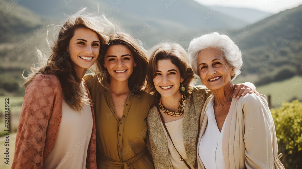 Φωτογραφία Four Generations of Italian Women, Celebrating Family and Tradition in Vibrant Attire