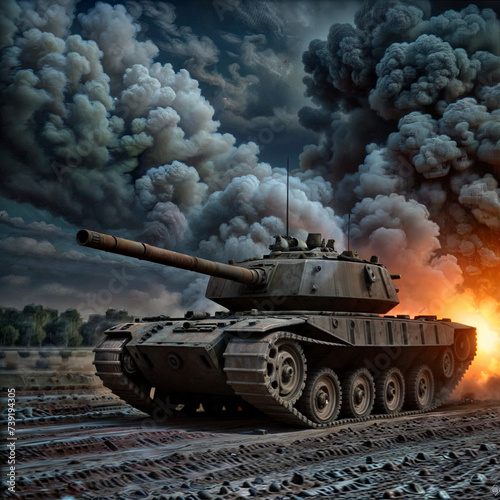Tank on the battlefield 
