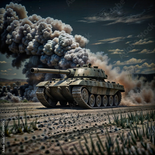 Tank on the battlefield 