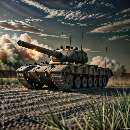 Tank on the battlefield 