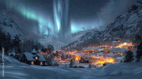 aurora borealis  northern winter-landscape