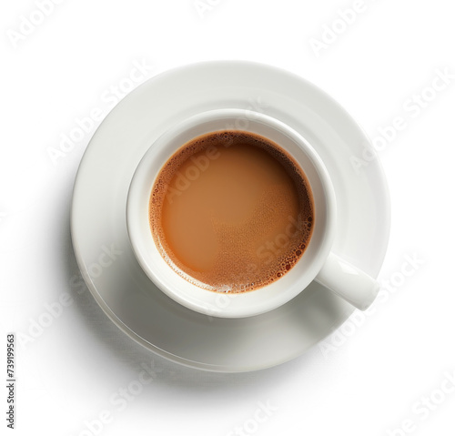 Cup of coffee top view on transparent background