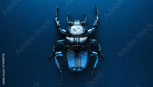 Bionischer Käfer vor blauem Hintergrund. Illustration
