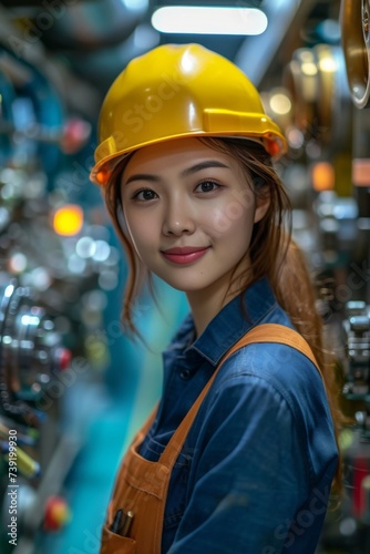 Striking Portrait of a Female Engineer at an Industrial Site