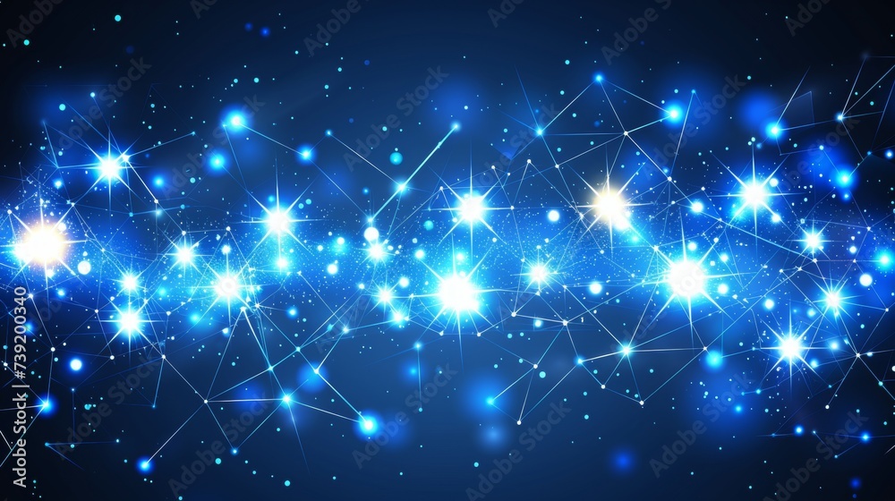 Fototapeta premium Futuristic molecular tech with polygonal shapes on dark blue background, digital concept.