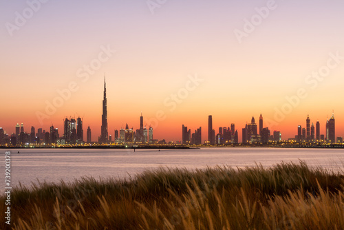 Fotografi View of Dubai skyline, shot made from Dubai creek harbor