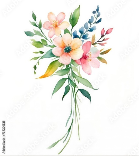 Floral Harmony Vibrant Watercolor Flowers Watercolor Painting of a Vibrant Flower Bunch Bunch of Flowers in Watercolor on White Background 