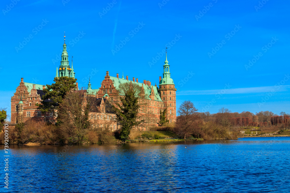 Fototapeta premium View of Frederiksborg castle in Hillerod, Denmark