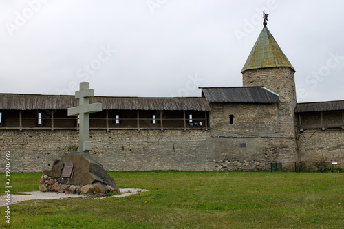 Historical monument. Ancient fortress Pskov Krom. Pskov region, Russia.