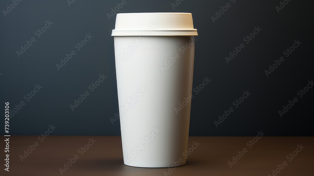 A mockup of a white coffee mug, White coffee to go cup on wooden table, mockup, Template with porcelain cup of tea for design of branding identity. Easy to change colour. Isolated from the background