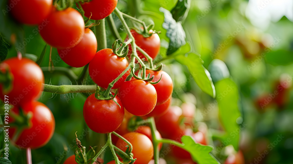 Agricultural development concept, cherry tomato harvest