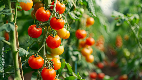 Agricultural development concept, cherry tomato harvest photo