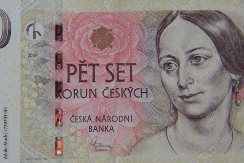Macro shot of 500 Czech koruna banknote
