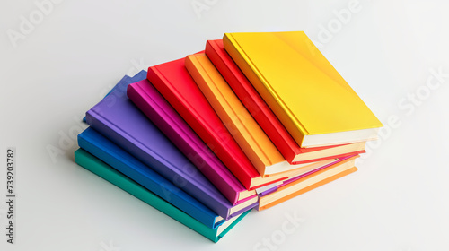 Colored books on isolated white background