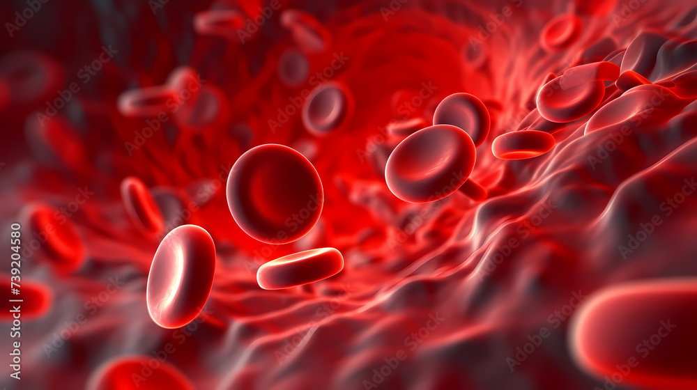Macroscopic flow of red blood cells flowing through an artery Macroscopic flow of red blood cells flowing through an artery