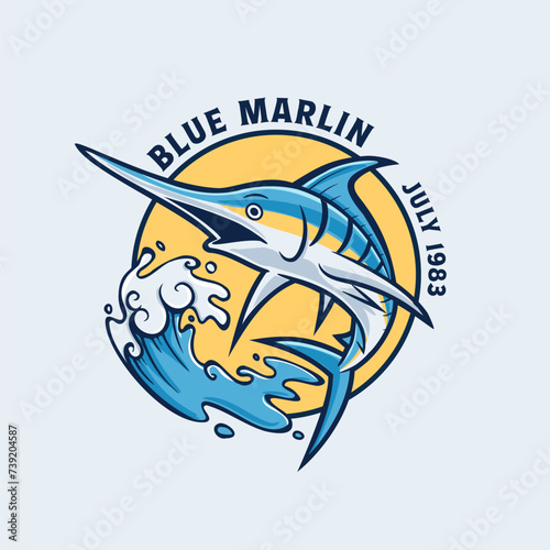 blue marlin logo for sport fishing