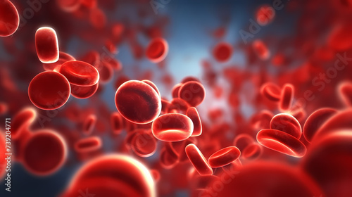 Macroscopic flow of red blood cells flowing through an artery