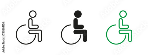 Invalid. Parking for the disabled. A wheelchair. The toilet is for the disabled. For the disabled. A vector image. A set of icons.