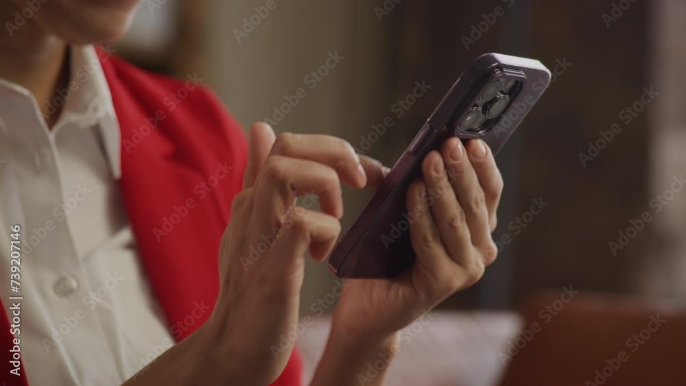 Professional Woman Using Smartphone Close Up