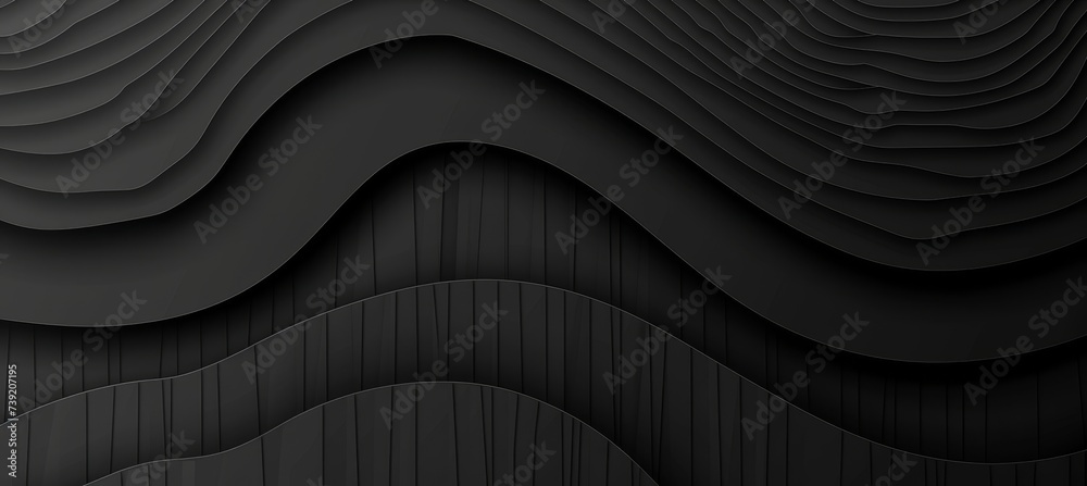 Dark matte abstract background with 3d wavy smooth design for a modern aesthetic concept. - obrazy, fototapety, plakaty 