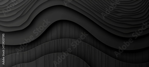 Dark matte abstract background with 3d wavy smooth design for a modern aesthetic concept. photo