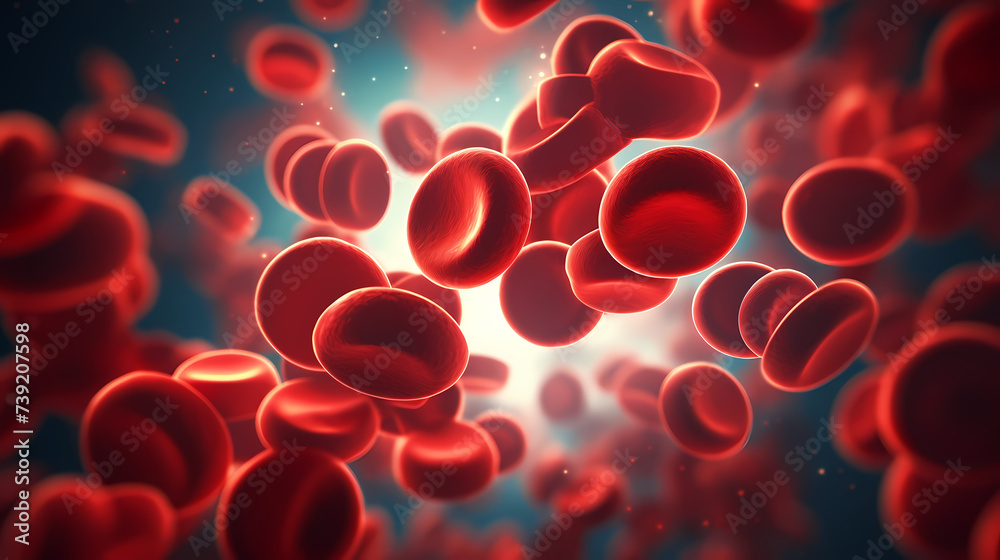 3D illustration of human red blood cells in vein, healthcare concept