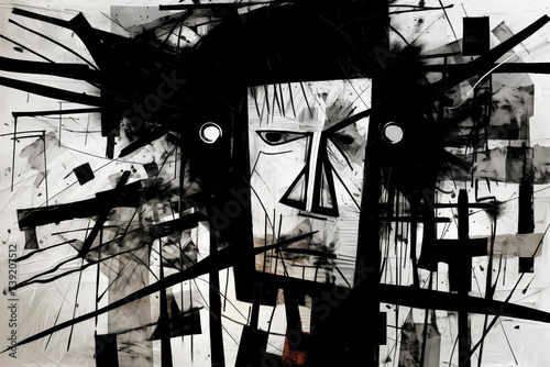 Abstract illustration of a sad man who is angry and anxious