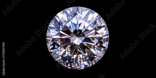 diamond on black background, close up view.