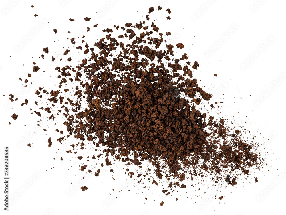Instant coffee powder and dust pile, graphic element isolated on a transparent background Instant coffee powder and dust pile, graphic element isolated on a transparent background