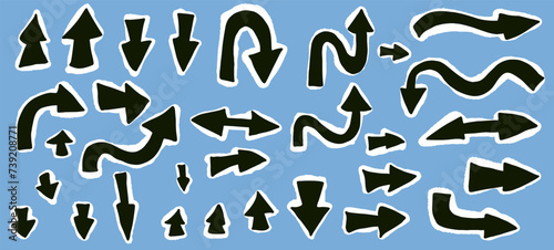 Arrows sings set for collage or mixed media. Collection of direction pointers sticker.