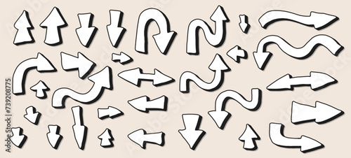 Vector set of arrows. Collection of direction signs.