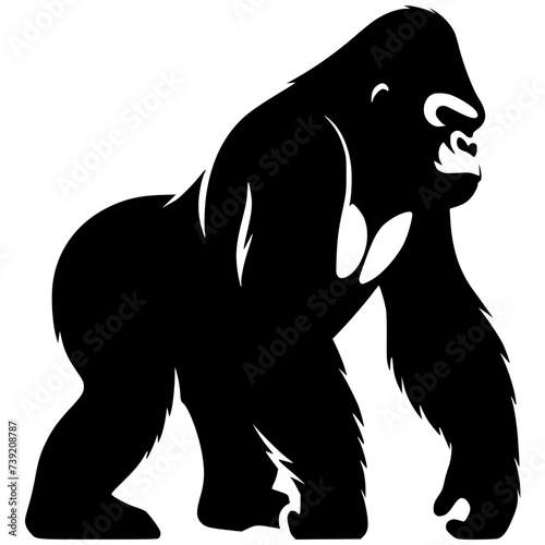 Silhouette of a gorilla walking