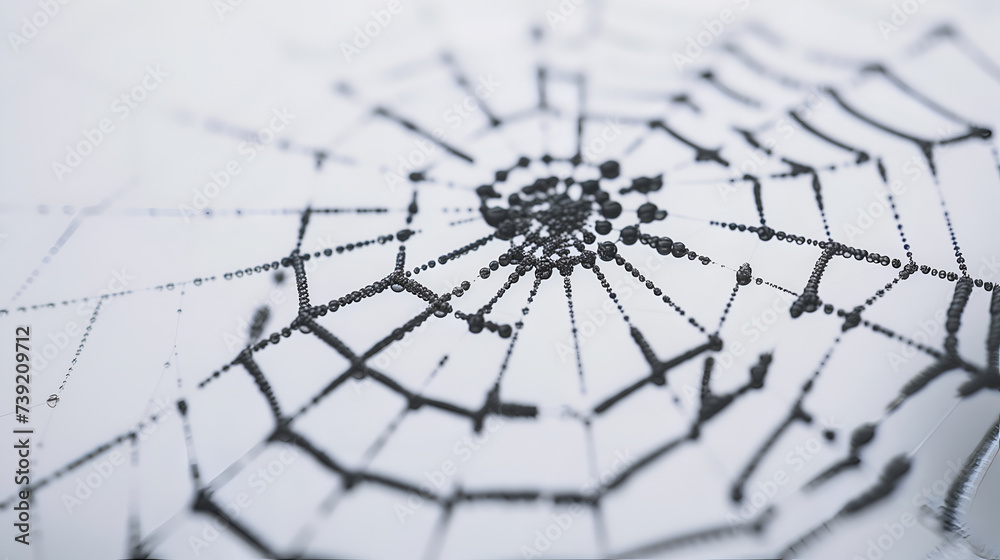 Obraz premium spider web with dew drops close-up macro photography background 3d render