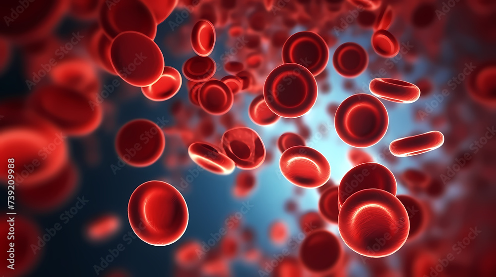 3D illustration of human red blood cells in vein, healthcare concept 3D illustration of human red blood cells in vein, healthcare concept