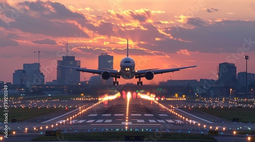 A plane taking off from an airport 