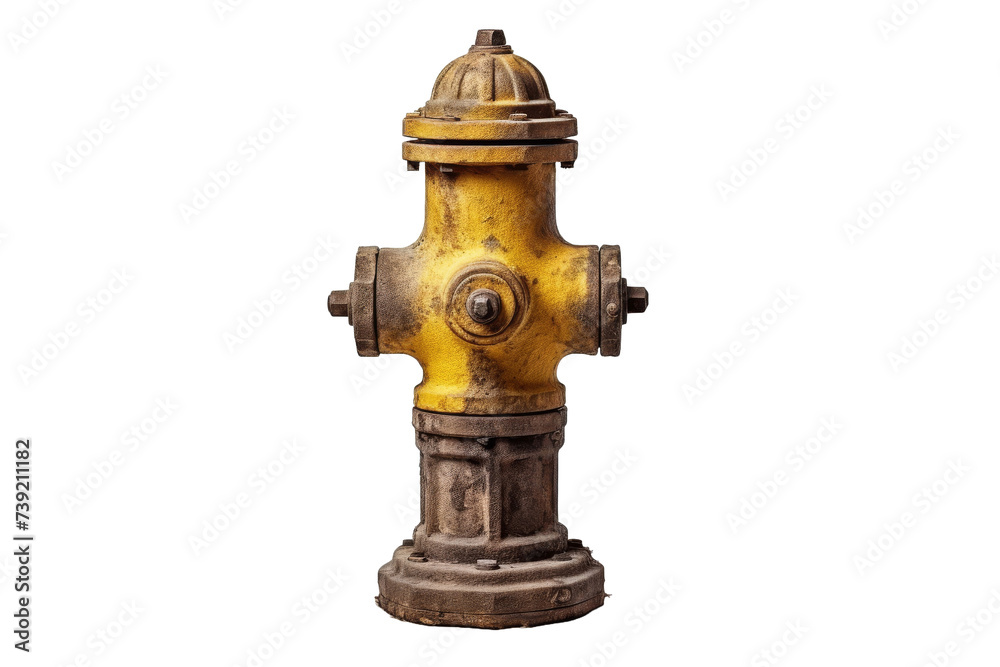 Fototapeta premium Old weathered water hydrant on transparent background, Png format.