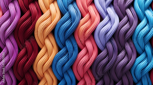 Abstract colorful rope texture background, soft knitted wool texture close-up background