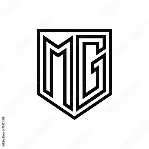 MG Letter Logo monogram shield geometric line inside shield isolated style design