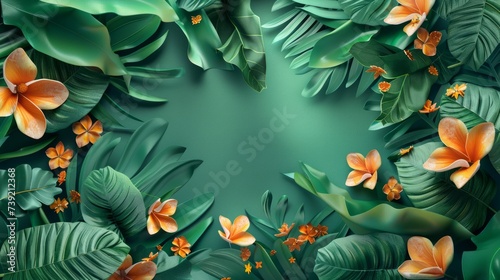 Abstract Ecology Background for Product Presentation: Leaves and Flowers