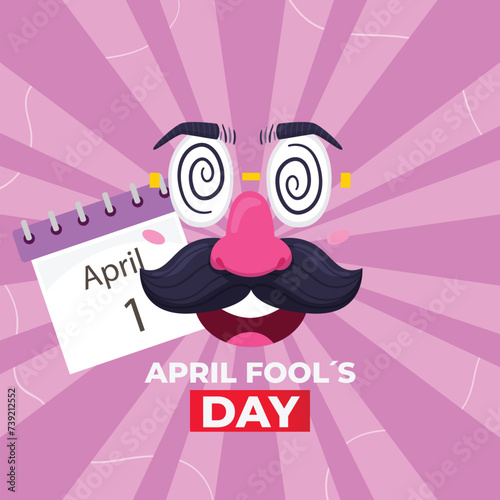 vector hand drawn april fools' day illustration wth calender