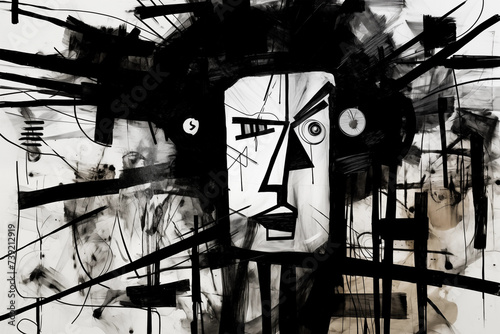 Abstract illustration of a man who is angry and anxious