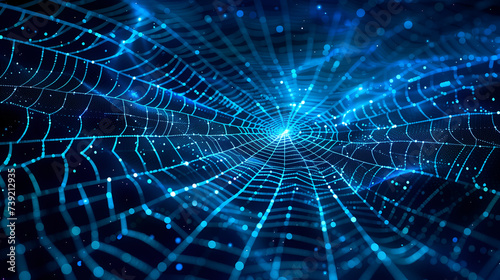 Digital spider web. 3D of abstract web technology digital background. Network connection structure.