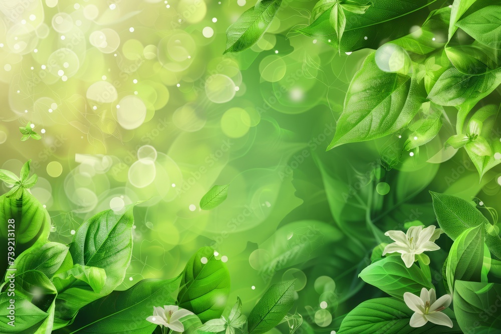 Abstract Ecology Background for Product Presentation: Leaves and Flowers Abstract Ecology Background for Product Presentation: Leaves and Flowers