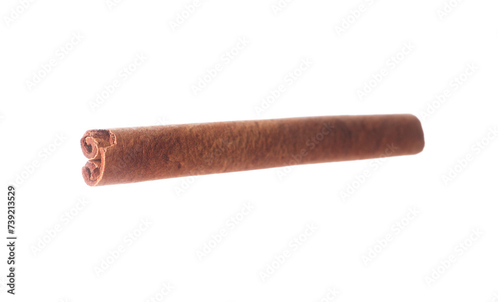 One aromatic cinnamon stick isolated on white One aromatic cinnamon stick isolated on white