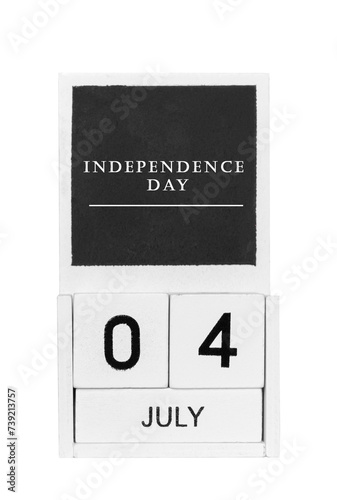 4th of july wooden calendar isolated on transparent background, png. American Independence Day