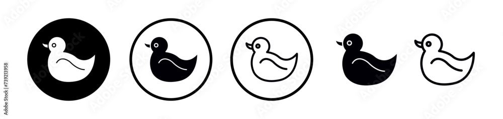 Playful Item Line Icon. Toy Duck Icon in Black and White Color.