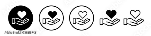 Kindness Gesture Line Icon. Generosity Act Icon in Black and White Color.