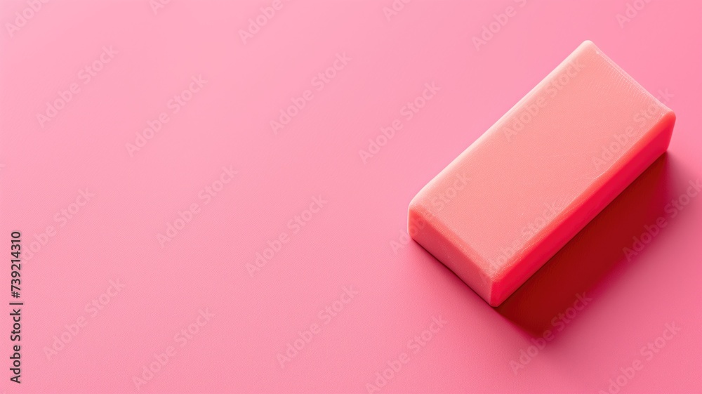 A plain pink soap bar on a vibrant pink background A plain pink soap bar on a vibrant pink background