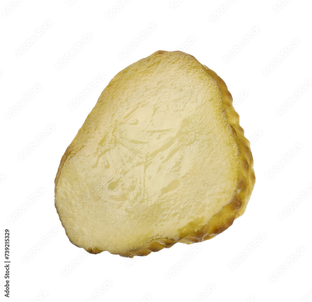 Slice of pickled cucumber isolated on white Slice of pickled cucumber isolated on white