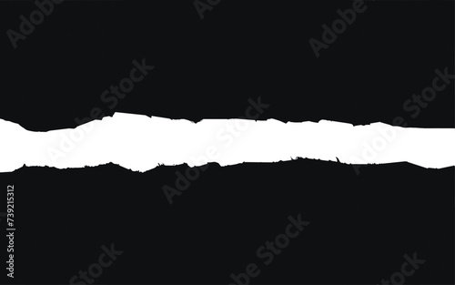 Three torn strips of elongated black paper